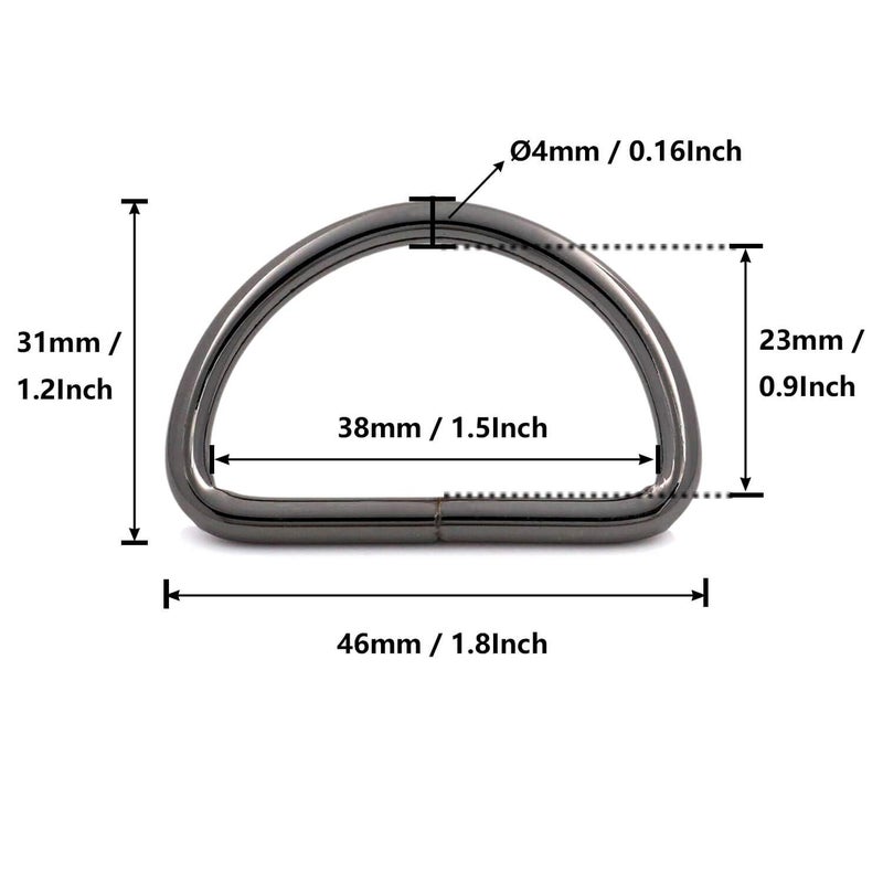 BIKICOCO Metal D-Rings Buckle, 1-1/2 Inch Non-Welded for Webbing Sewing DIY - Gunmetal - Pack of 20 - Image 2